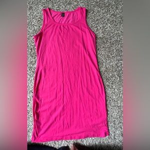 Pink summer dress slightly above the knee length